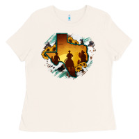 Bone Horsehide Texas Map Cowboys Flag Ladies Tee - RanaPortraitStore