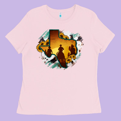 Horsehide Texas Map Cowboys Flag Ladies Tee Designed By Ranaportraitstore