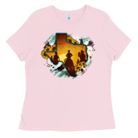 Bubblegum Pink Horsehide Texas Map Cowboys Flag Ladies Tee - RanaPortraitStore