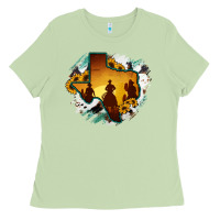 Matcha Horsehide Texas Map Cowboys Flag Ladies Tee - RanaPortraitStore