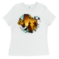 White Horsehide Texas Map Cowboys Flag Ladies Tee - RanaPortraitStore