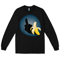 Black Dirty Joke Halloween Costume Joke Middle Finger Banana Long Sleeve Tee - lanVoArt
