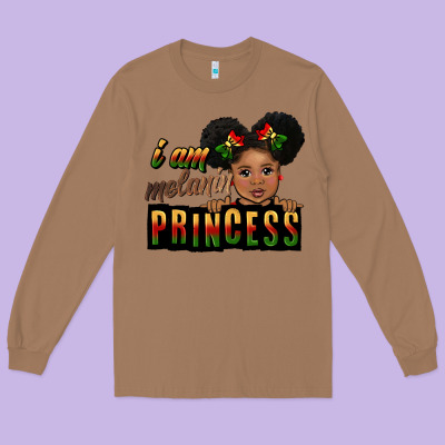 I Am Melanin Princess Black Peekaboo Long Sleeve Tee Designed By Cowgirlartshop
