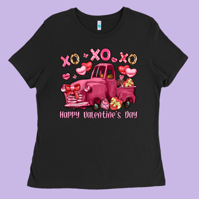 Xo Xo Xo Happy Valentine's Day Truck Ladies Tee Designed By Lillyallendesigns