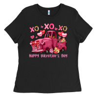Black xo xo xo happy valentine's day truck Ladies Tee - LillyAllenDesigns