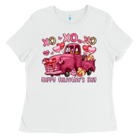 White xo xo xo happy valentine's day truck Ladies Tee - LillyAllenDesigns