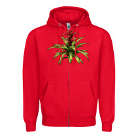 Red Bromeliads Zipper Hoodie - LillyAllenDesigns
