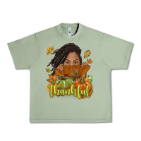 Oil Green Thankful Fall with black girl Urban Heavy Tee - NancyCooperArtShop