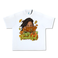 White Thankful Fall with black girl Urban Heavy Tee - NancyCooperArtShop