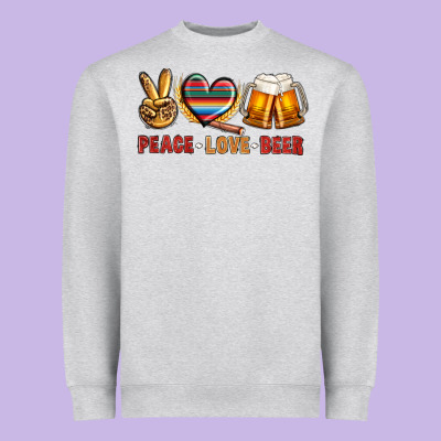Peace Love Beer Bbs Heavyweight Sweatshirt Designed By Bundleandbundleshop