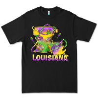 Black louisiana mardi gras state map Premium Tee - LillyAllenDesigns