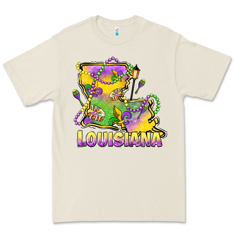 Louisiana Mardi Gras State Map Premium Tee by LillyAllenDesigns | Teevron