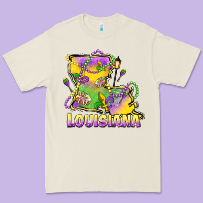 Louisiana Mardi Gras State Map Premium Tee Designed By Lillyallendesigns