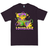 Plum louisiana mardi gras state map Premium Tee - LillyAllenDesigns