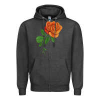 Charcoal Heather Burst Of Joy Rose Zipper Hoodie - LillyAllenDesigns
