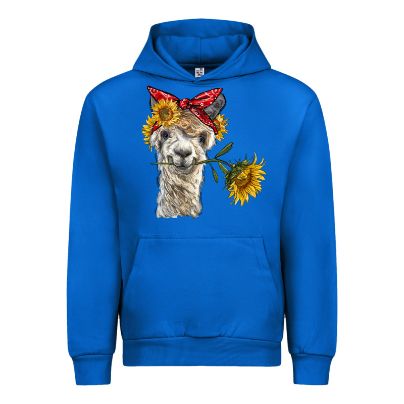 Alpaca With Sunflowers And Bandana Urban Hoodie by BarkalooDesign | Teevron