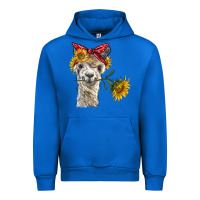Cobalt alpaca with sunflowers and bandana Urban Hoodie - BarkalooDesign