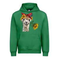Emerald alpaca with sunflowers and bandana Urban Hoodie - BarkalooDesign