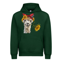 Forest Green alpaca with sunflowers and bandana Urban Hoodie - BarkalooDesign