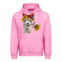 Fuchsia Pink alpaca with sunflowers and bandana Urban Hoodie - BarkalooDesign