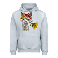 Heather Grey alpaca with sunflowers and bandana Urban Hoodie - BarkalooDesign