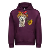 Mauve Wine alpaca with sunflowers and bandana Urban Hoodie - BarkalooDesign