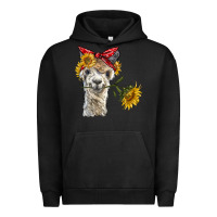 Pigment Black alpaca with sunflowers and bandana Urban Hoodie - BarkalooDesign