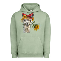 Pigment Oil Green alpaca with sunflowers and bandana Urban Hoodie - BarkalooDesign