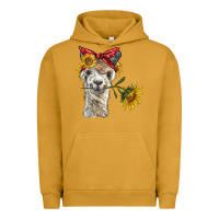 Pigment Peanut Butter alpaca with sunflowers and bandana Urban Hoodie - BarkalooDesign