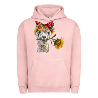 Pigment Salmon alpaca with sunflowers and bandana Urban Hoodie - BarkalooDesign