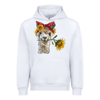White alpaca with sunflowers and bandana Urban Hoodie - BarkalooDesign