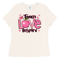 Bone teach love inspire teacher valentines day Ladies Tee - LillyAllenDesigns