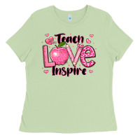 Matcha teach love inspire teacher valentines day Ladies Tee - LillyAllenDesigns