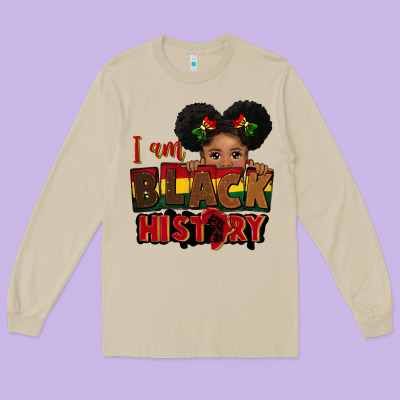 I Am Black History Black Girl Peekaboo Juneteenth Long Sleeve Tee Designed By Cowgirlartshop