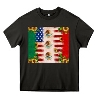 Asphalt American flag mexico flag sunflower cactus Heavy Core Tee - JahusDesignShop