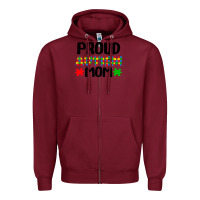 Burgundy autism awareness puzzle theme Zipper Hoodie - CowhideDigitalArt