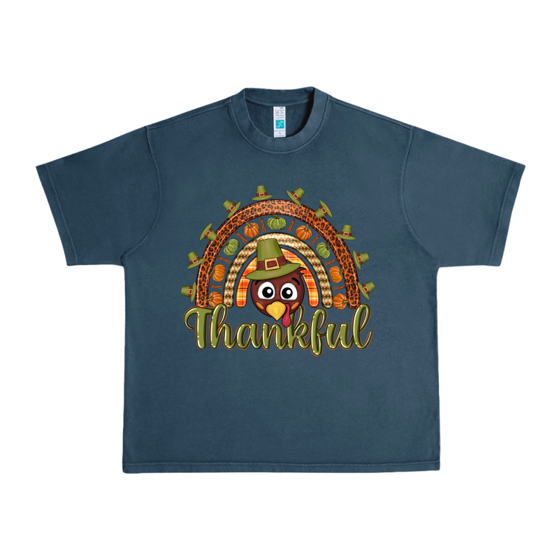 Turkey Rainbow Thankful Thanksgiving Urban Heavy Tee by NancyCooperArtShop | Teevron
