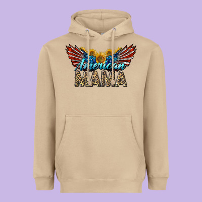 Western American Mama With Sunflowers Heavyweight Hoodie Designed By Lillyallendesigns