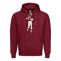 Burgundy deion sanders 32 Zipper Hoodie - lanVoArt
