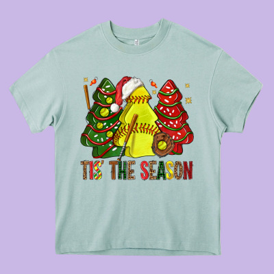 Tis' The Season Softball Christmas Cakes Bbs Heavy Core Tee Designed By Bundleandbundleshop