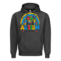 Charcoal Heather proud autism mom rainbow Zipper Hoodie - CowhideDigitalArt