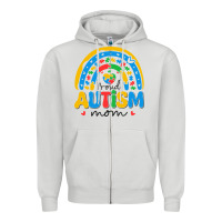 Dove Grey proud autism mom rainbow Zipper Hoodie - CowhideDigitalArt