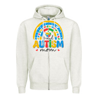 Oatmeal Heather proud autism mom rainbow Zipper Hoodie - CowhideDigitalArt
