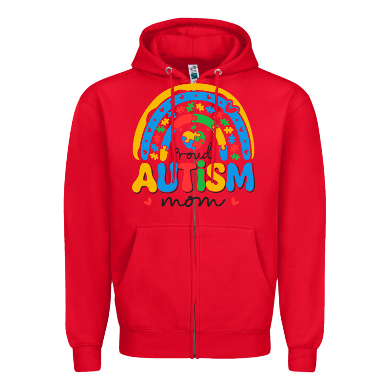 Proud Autism Mom Rainbow Zipper Hoodie by CowhideDigitalArt | Teevron