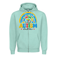 Seafoam proud autism mom rainbow Zipper Hoodie - CowhideDigitalArt