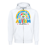 White proud autism mom rainbow Zipper Hoodie - CowhideDigitalArt
