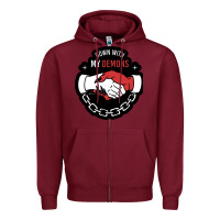 Burgundy awesome down with my demons  for gift adult and kids men women  2021 Zipper Hoodie - lanVoArt