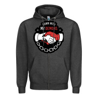 Charcoal Heather awesome down with my demons  for gift adult and kids men women  2021 Zipper Hoodie - lanVoArt