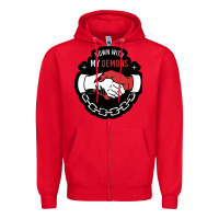 Red awesome down with my demons  for gift adult and kids men women  2021 Zipper Hoodie - lanVoArt