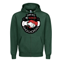 Sports Green awesome down with my demons  for gift adult and kids men women  2021 Zipper Hoodie - lanVoArt